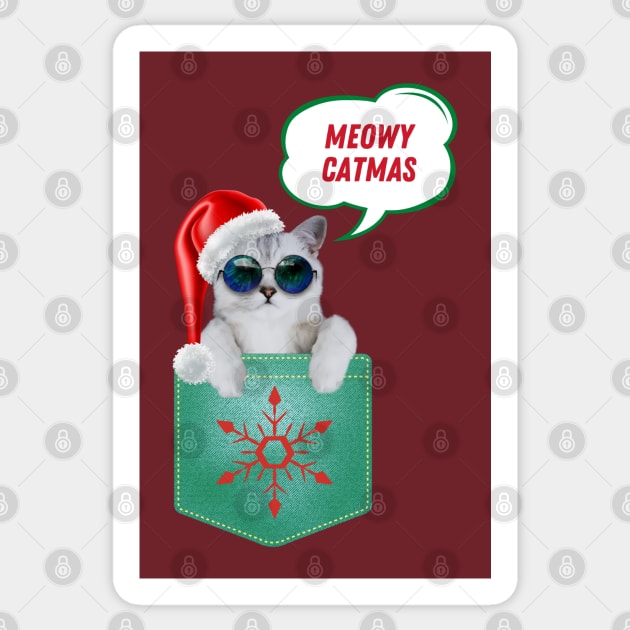 Cute Meowy Catmas Christmas Cat In Pocket Sticker by Hypnotic Highs